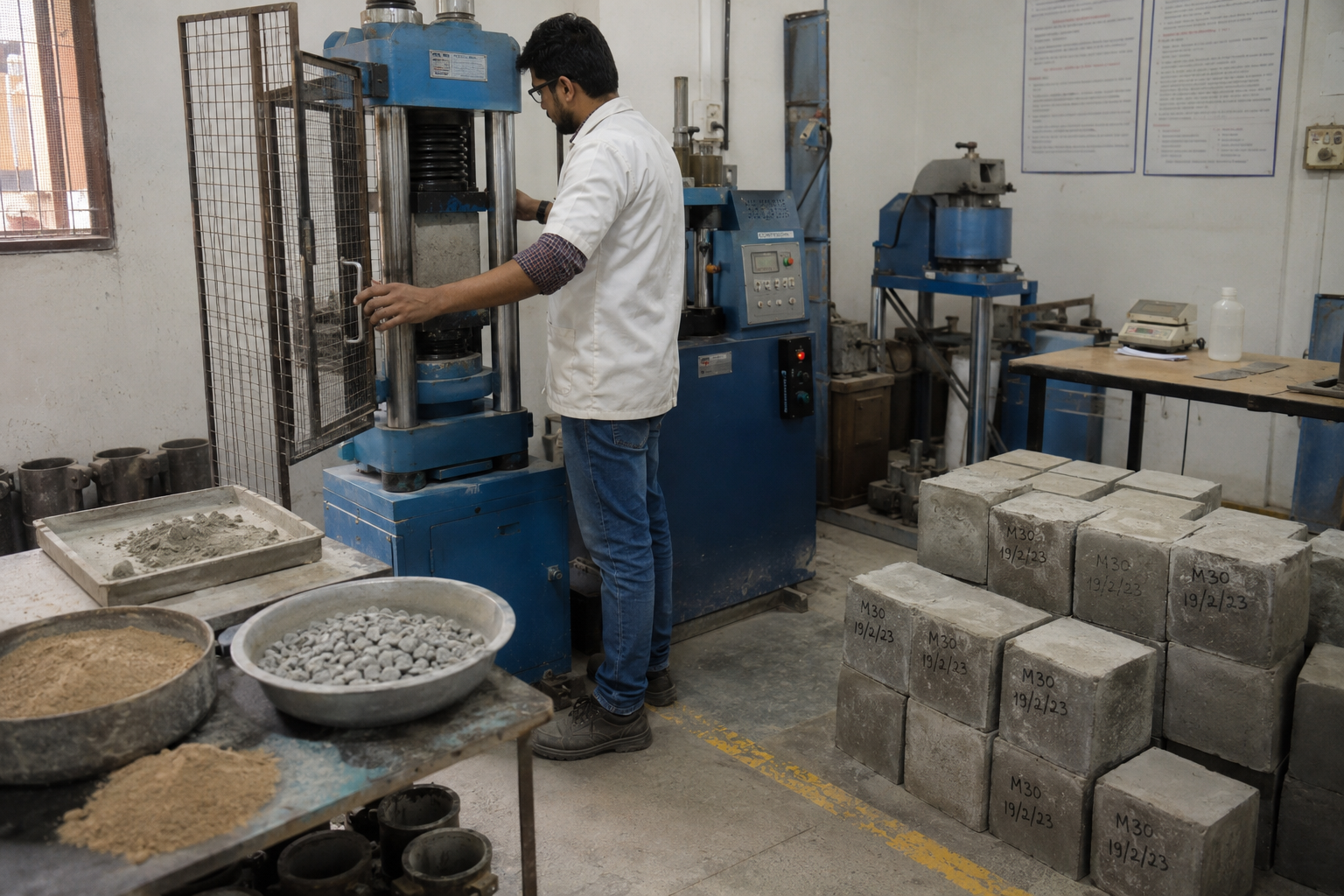 Technical professional working on testing